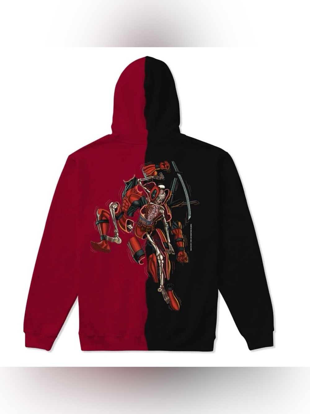 Primitive Marvel Deadpool nychos Hoodie Mens Medium Red Black Split Dye Pullover